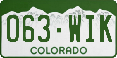 CO license plate 063WIK