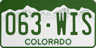 CO license plate 063WIS