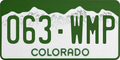 CO license plate 063WMP