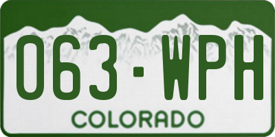 CO license plate 063WPH