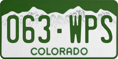 CO license plate 063WPS