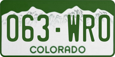CO license plate 063WRO
