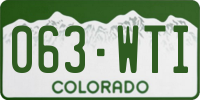 CO license plate 063WTI