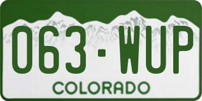 CO license plate 063WUP