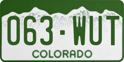 CO license plate 063WUT