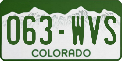 CO license plate 063WVS