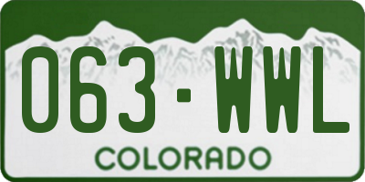 CO license plate 063WWL