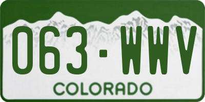 CO license plate 063WWV