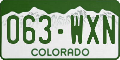CO license plate 063WXN