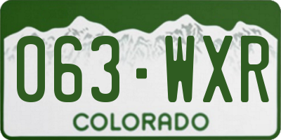 CO license plate 063WXR