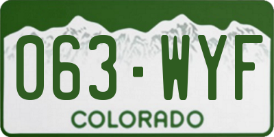 CO license plate 063WYF