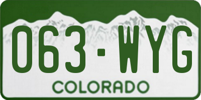 CO license plate 063WYG