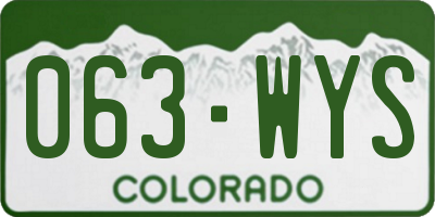 CO license plate 063WYS
