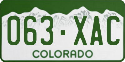 CO license plate 063XAC