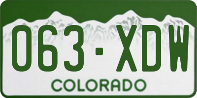 CO license plate 063XDW
