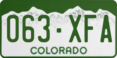 CO license plate 063XFA