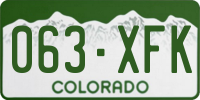 CO license plate 063XFK
