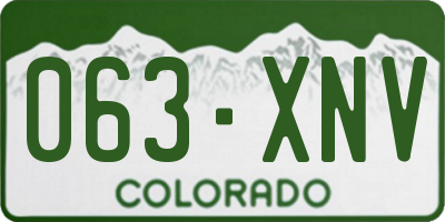 CO license plate 063XNV