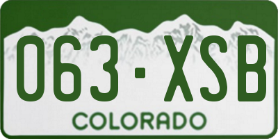 CO license plate 063XSB