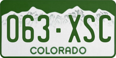 CO license plate 063XSC
