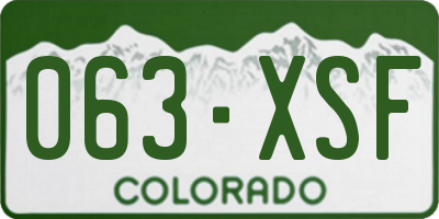 CO license plate 063XSF