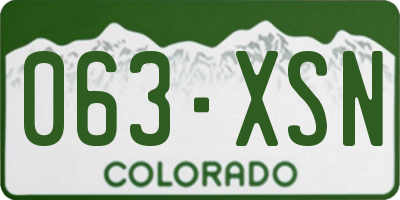 CO license plate 063XSN