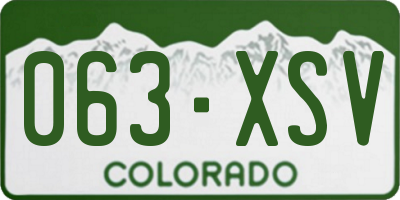 CO license plate 063XSV