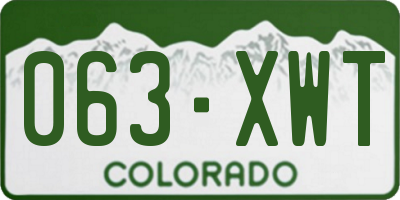 CO license plate 063XWT