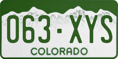 CO license plate 063XYS