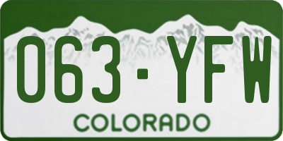 CO license plate 063YFW