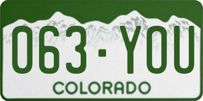 CO license plate 063YOU