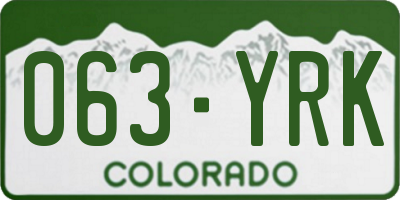 CO license plate 063YRK