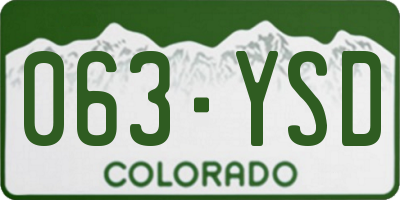 CO license plate 063YSD