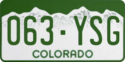 CO license plate 063YSG