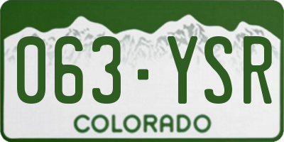 CO license plate 063YSR