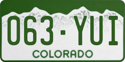 CO license plate 063YUI