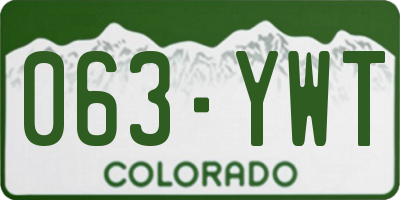 CO license plate 063YWT