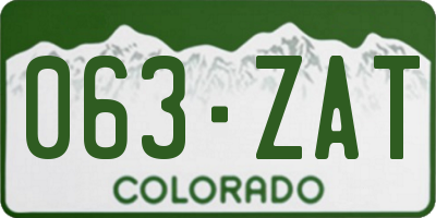 CO license plate 063ZAT