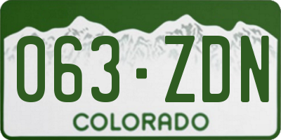 CO license plate 063ZDN