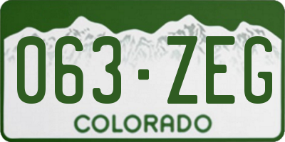 CO license plate 063ZEG