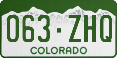 CO license plate 063ZHQ