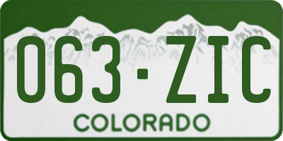 CO license plate 063ZIC