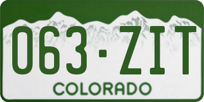 CO license plate 063ZIT
