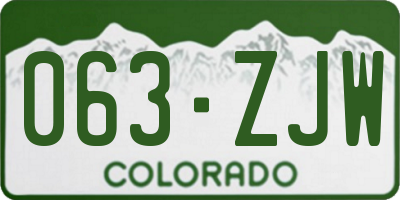 CO license plate 063ZJW