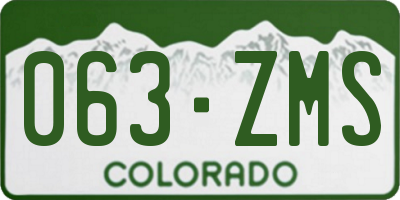 CO license plate 063ZMS