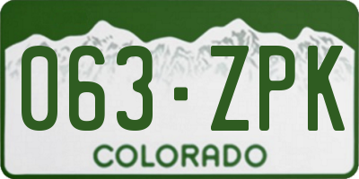 CO license plate 063ZPK
