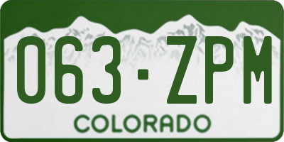 CO license plate 063ZPM