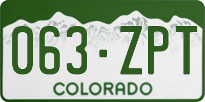 CO license plate 063ZPT