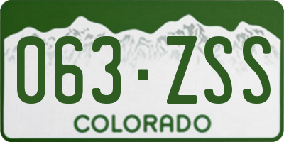 CO license plate 063ZSS