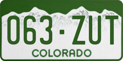 CO license plate 063ZUT